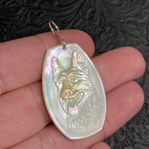 German Shepherd Dog Mother of Pearl Shell Pendant